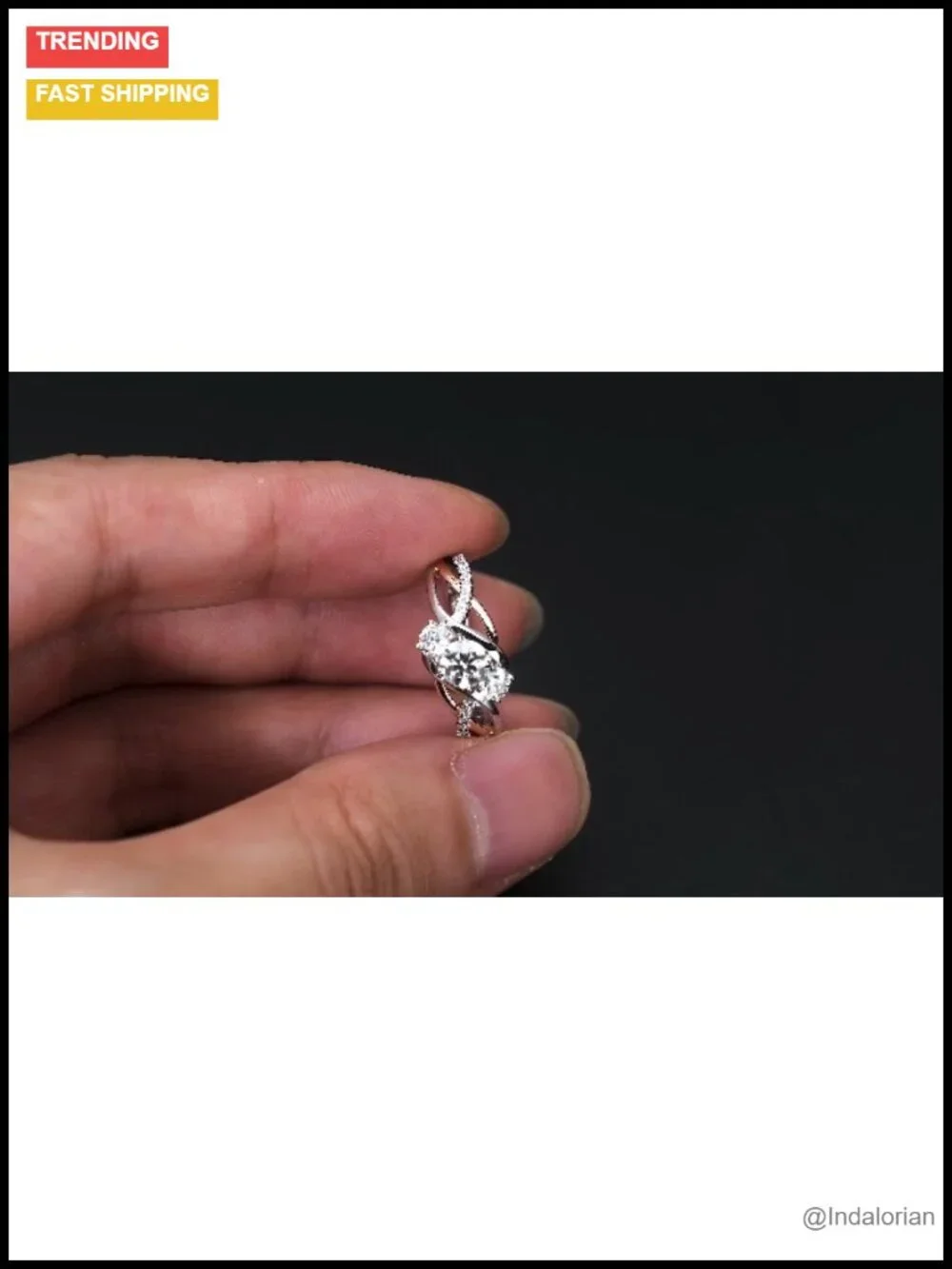 3 Stone Moissanite Engagement Ring Platinum Plated Silver Cathedral Band